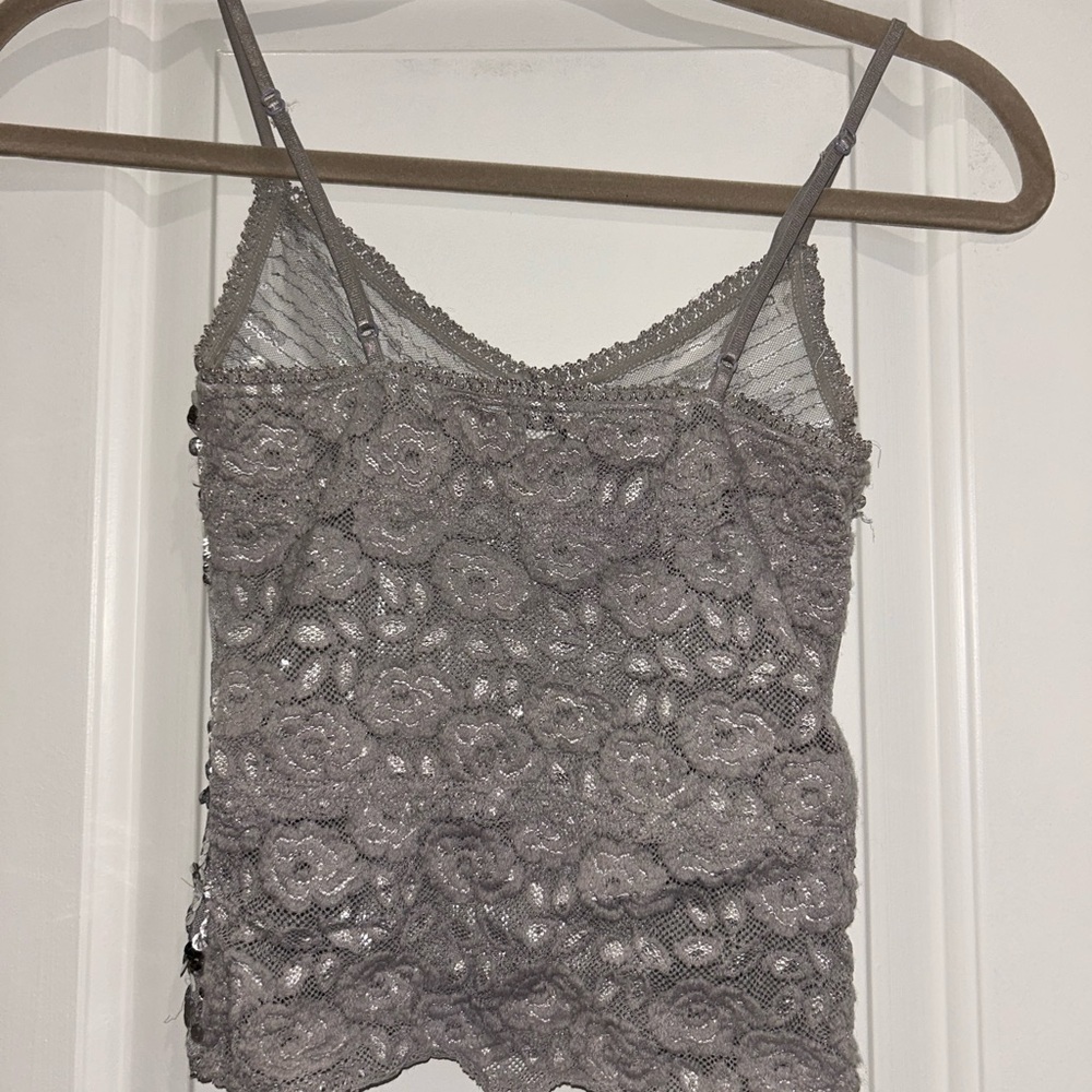 Jaded London Silver Sequin Spaghetti Strap Tank - Picture 2 of 2